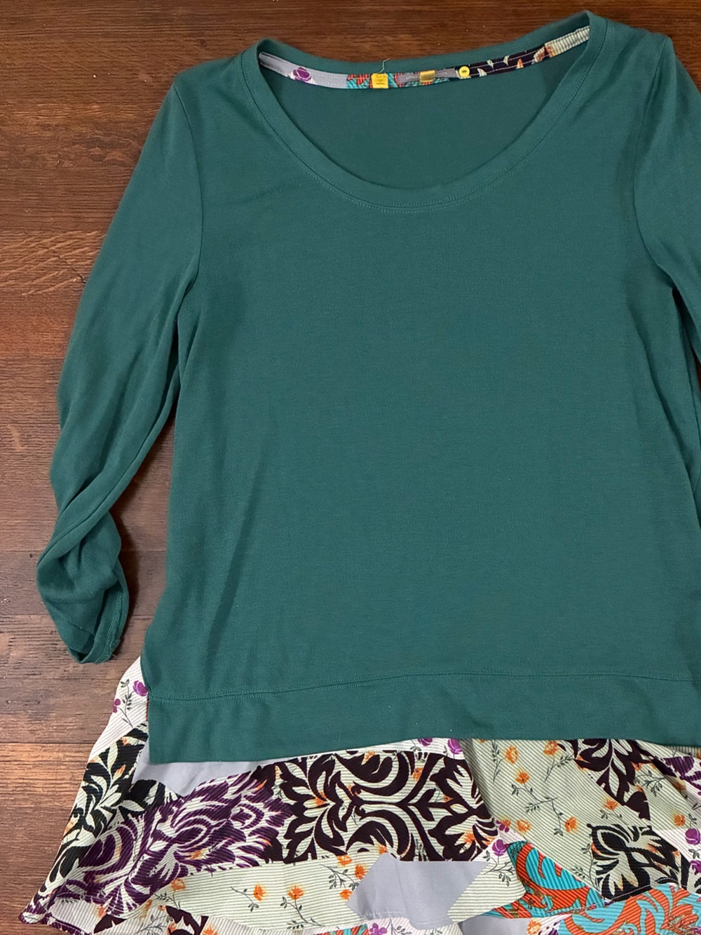 Anthropologie Little Yellow Button Layered Peplum Scoop Neck Top